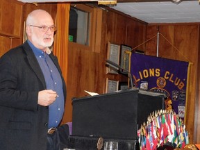 Steve Baker, founder of Virtual High School, spoke to the Lion’s Club on the future of education. (Kathleen Smith/Goderich Signal Star)
