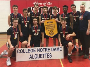 Over the weekend, the College Notre-Dame (Sudbury) Alouettes were on fire during the NOSSA (Northern Ontario Secondary School Athletics) Division A basketball championship held in Elliot Lake. The Lasalle Lancers boys’ senior basketball team, meanwhile, won the NOSSA AA tournament in North Bay. Photo supplied