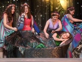 Hannah Yaremko as Titania is put to sleep by her fairies in Central Secondary School's production of Shakespeare's Midsummer Night's Dream (MIKE HENSEN, The London Free Press)