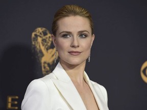 Evan Rachel Wood arrives at the 69th Primetime Emmy Awards on Sunday, Sept. 17, 2017, at the Microsoft Theater in Los Angeles.