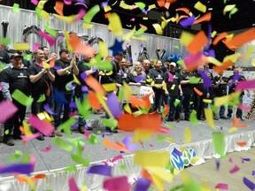 Thirty-one members of the Boilermakers Local 203 at the North Atlantic oil refinery in Come By Chance, N.L., collected their shares of a $60 million Lotto Max jackpot Wednesday in St. John's. THE CANADIAN PRESS/Keith Gosse