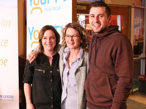 BRUCE BELL/THE INTELLIGENCER
Dancers and instructors gathered Thursday evening at Boston Pizza in preparation for the 11th Annual Volunteer and Information Quinte Dancing with the Stars Quinte. This year’s event will be held Friday, May 25 and will return to Yardmen Arena after moving to Wellington last year. Pictured is instructor Lisa Sinclair (left) with her pupils, the first ever mother-and-son team of Carol and Chris Wiggins.