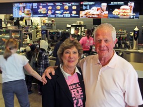 Karen and Ron Sutherland, owners and operators of seven area McDonald's restaurants, at their Division Street location in Kingston on Wednesday. (Steph Crosier/The Whig-Standard)