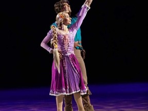 Real-life couple Bonard Muck and Tatjana Zaharjeva perform as Flynn Rider and Rapunzel in Disney on Ice: Dream Big.