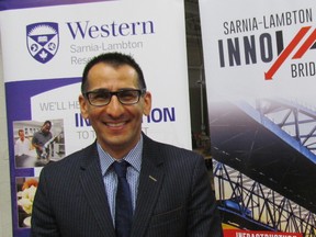 Mehdi Sheikhzadeh, executive dean of applied research and innovation at Lambton College, was part of an announcement Friday of the launch of the Sarnia Lambton Innovation Bridge, a partnership aimed at attracting new technology companies to the community.
Paul Morden/Sarnia Observer/Postmedia Network