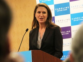 Ontario Tory leadership hopeful Caroline Mulroney speaks at the Holiday Inn in Point Edward Saturday. About 150 people turned out for her meet-and-greet. Tyler Kula/Sarnia Observer/Postmedia Network