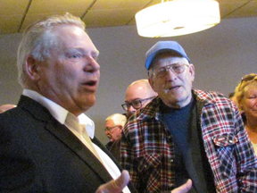 Doug Ford, leadership candidate for the Ontario Progressive Conservative Party, spoke Monday morning to a gathering at John's Restaurant in Sarnia. Fellow candidate Caroline Mulroney visited the area Saturday, with the results of the leadership vote expected by week’s end.Paul Morden/Sarnia Observer/Postmedia Network