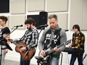 No Name Worthy offers musical entertainment during the Mayors' Prayer Breakfast on March 2 (Peter Shokeir | Whitecourt Star).