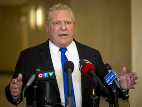 Doug Ford, an Ontario PC leadership hopeful was in London, Ont. on Monday saying that they need to revert to paper ballots as lots of voters for the leadership are not getting access to the electronic system. (Mike Hensen/The London Free Press)