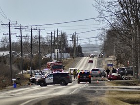 Highway 2 remains closed east of Napanee, and is expected to remain so for much of the rest of the day, following a high-speed chase of a vehicle at around 3:30 p.m. which ended in a head-on collision with serious injuries to multiple parties. (Cris Vilela/For The Whig-Standard)