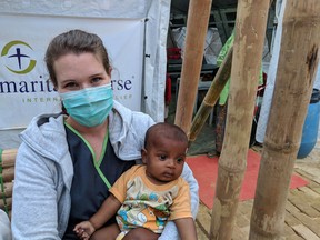 Stacey Horner, a Sudbury nurse, makes friends with a cute little one during her nearly month-long aid mission to Bangladesh. Horner was in the south Asian country as a member of the Samaritan’s Purse medical team, treating patients with diphtheria. (supplied photo)