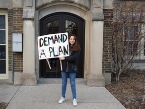 Lily Ryan, a Grade 7 student at Lord Roberts public school, has organized a protest for Wednesday to lend support to the victims of the school shooting in Parkland, Fla. on Feb. 14. She plans to walk out of class Wednesday morning in solidarity with the victims. (DAN BROWN/The London Free Press)