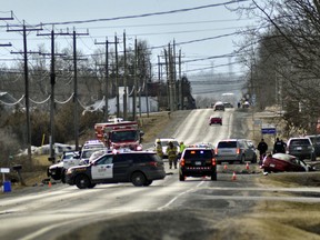 Postmedia Network photo
Police at the scene of an incident on Hwy. 2 in Napanee.