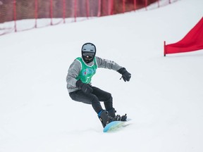 College Notre Dame student Joel Guenette earned a silver medal in the boys giant slalom at the OFSAA snowboarding festival at Georgian Peaks Ski Club on March 1. Sarah Desjardins/Photo supplied