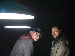 Canadian rockers Matthew Good, left, and Raine Maida insist their tour, which hits Budweiser Gardens Saturday, is not an attempt to recapture past glory days. (Chris Young/The Canadian Press)