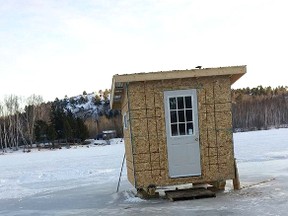 A viscous puddle remains on the ice of Richard Lake after some anglers used oil and fuel to get a bonfire going last week. (Photo supplied)