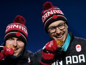 Canada?s bobsled gold medallists Justin Kripps and Alexander Kopacz. (AFP)