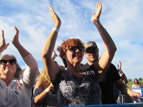 Beckey McFadden, left, of Bright's Grove, and Robyn Connolly of Oakville, are shown in this file photo in the front row July 28, 2017 for the opening night of Bluewater Borderfest in Centennial Park in Sarnia. The summer music festival is set to return to the park in July. (File photo/Sarnia Observer/Postmedia Network)