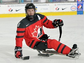 Tyler McGregor of Forest, Ont., is an alternate captain for the Canadian para hockey team. (MATTHEW MURNAGHAN/Hockey Canada Images)