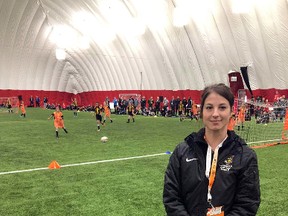 Dayna Corelli, coach with Cambrian College and the Greater Sudbury Soccer Club, poses for a photo at a recent soccer conference. Photo supplied