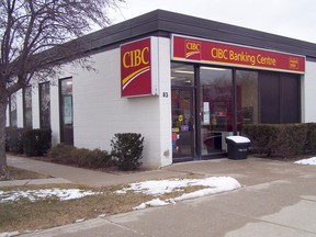 CIBC plans to shutter its Main Street banking centre and instant teller in late November, ending a 110-year “Bank of Commerce” bricks and mortar presence in Thedford. (Gord Whitehead/Special Postmedia Network)