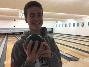 Kaiden Banks is a 15-year-old bowling superstar from St. Thomas. He recently won the provincial championships in five-pin bowling and will be heading to the national competition to represent Ontario in May. (Laura Broadley/Times-Journal)