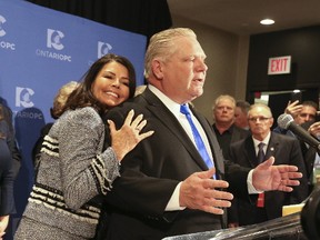 Doug Ford is hugged by his wife Karla after he was elected as the new leader of the PC Party of Ontario at the Ontario PC leadership convention on March 11. Jack Boland/Postmedia Network