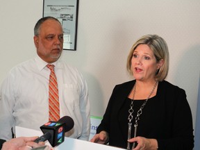 Ontario NDP leader Andrea Horwath said hospital spending needs to be increased in Ontario. Horwath toured Timmins and District Hospital on Tuesday March 13, 2018 with MPP Gilles Bisson. LEN GILLIS / Postmedia Network.