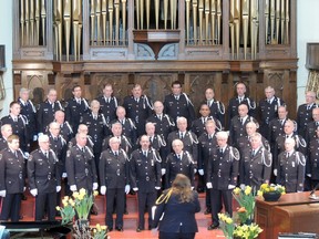 The Waterloo Regional Police Male Chorus will perform at Trivitt Memorial Anglican Church in Exeter on March 25 at 3 p.m. The concert is a fundraiser for Reese Thomson, a nine-year-old Zurich girl battling Vanishing White Matter Disease. Funds raised will help the family buy a wheelchair van.(Handout/Exeter Lakeshore Times-Advance)