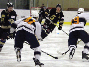 The Stony Plain Eagles skated their way to victory against the Lacombe Generals during game two of the provincial finals at the Glenn Hall Arena in Stony Plain on March 10.  - Photo by Jesse Cole