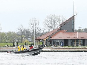 Tim Miller/Intelligencer File Photo
A boater speeds past the Trent Port Marina during last year’s Kiwanis Walleye World Fishing Derby. This your’s tournament takes place May 4-6.