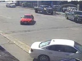 Greater Sudbury Police had to call off the pursuit Sunday of a red two-door motor vehicle that was allegedly being driven dangerously on the Lasalle Boulevard extension, but they're hoping the public can help find them find it. Photo supplied