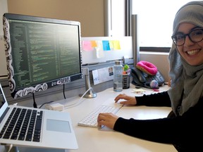 Fatima Khalid, a web developer at Digital Echidna, recently moved form New York to London, where she’s become a prominent contributor to the tech community and a voice for women in her field. (CHRIS MONTANINI\LONDONER)