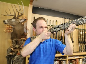 TIM MEEKS/THE INTELLIGENCER
Ben Harvey, co-owner of High Falls Outfitters in Belleville, says the Liberal government's proposed new bill to tighten the sale and tracking of firearms is a good thing.