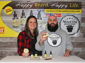 Supplied photo Monique and Steph Paquin, owners of Nickel City Beard Blends, which sells beard oils and balms, along with other beard products.