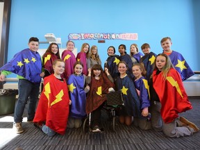 Grades 5 through 8 student members of the sewing club at Southview Public School in Napanee made superhero capes to donate to the Pediatrics ward at Kingston General Hospital. Meghan Balogh/The Whig-Standard/Postmedia Network