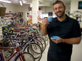 Ben Cowie, owner of London Bicycle Café, inside his shop on Clarence Street. The bike store/coffee house combo celebrates its grand opening March 24. (CHRIS MONTANINI\LONDONER)