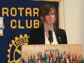 Chatham-Kent Police Services Const. Jennifer Jacobson spoke about her experiences as a Rotary Peace Fellow during a meeting of the Rotary Club of Sarnia on March 22. Carl Hnatyshyn/Postmedia Network