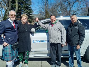 Goderich Councillor, Matt Hoy, Mayor of Bay City, Kathi Newsham, Mayor of Goderich, Kevin Morrison and Goderich CAO Larry McCabe. (Contributed photo)
