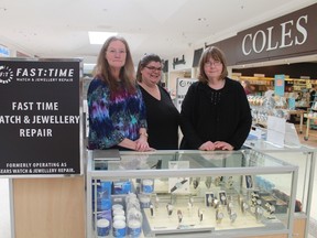 Fast Time Watch & Jewellery Repair's Alice White, Jody Phillip and Ida Perry stand at the store's Lambton Mall location.
CARL HNATYSHYN/SARNIA THIS WEEK