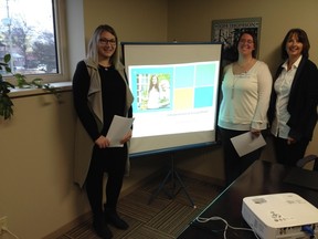 (L-R): Kelley Nedza, Lori Sneddon and Gwen Devereaux with presentation. (Contributed photo)