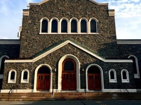 St. Agnes Church is shown in Halifax on Sunday, April 1, 2018 in this handout photo. A Halifax pastor says he felt "violated" after the front doors of his parish were vandalized. St. Agnes Church was one of two Catholic churches in the Nova Scotia capital that were hit with obscene graffiti overnight on Saturday. THE CANADIAN PRESS/HO - Father Paul Morris
