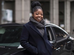 Aisha Addo, founder of DriveHer, a ride-hailing service for women, poses for a photo in Toronto on Saturday, March 31, 2018. THE CANADIAN PRESS/Chris Young