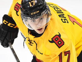 Former Belleville Bulls forward Brandon Saigeon leads the Hamilton Bulldogs in OHL playoff scoring with seven goals in five games. (Aaron Bell/OHL Images)