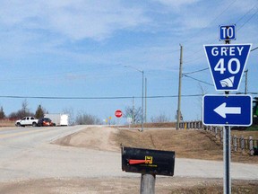 Grey Road 40 where it comes to an end at Highway 6 south of the village of Chatsworth. DENIS LANGLOIS/THE SUN TIMES