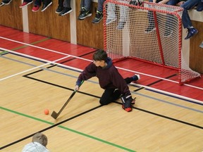 Goaltenders got a workout on the boys’ side of the Grade 6 floor hockey tournament for Melfort elementary schools at Brunswick school on Wednesday, March 28. The activity is a chance for Grade 6 students to get to know each other before entering MUCC as a Grade 7 student.