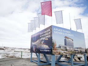 A sign advertising the Kingsway Entertainment District.