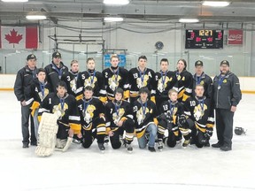 The Hanna Colts bantams wear long faces despite a fantastic game against Valley View in the gold medal game at Provincials in Elk Point where they took silver. Photo by Jacquie Galster