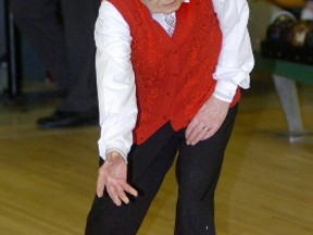 Hundred-year-old Anna Roxburg participated in bowling at a past Alberta 55 plus Winter Games.