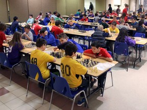 Over 120 kids from 19 schools across the county gathered Tuesday to compete in this year's Perth County Elementary Chess Tournament held at the Army Navy and Air Force Veterans Hall in Stratford. JONATHAN JUHA/THE BEACON HERALD/POSTMEDIA NEWS